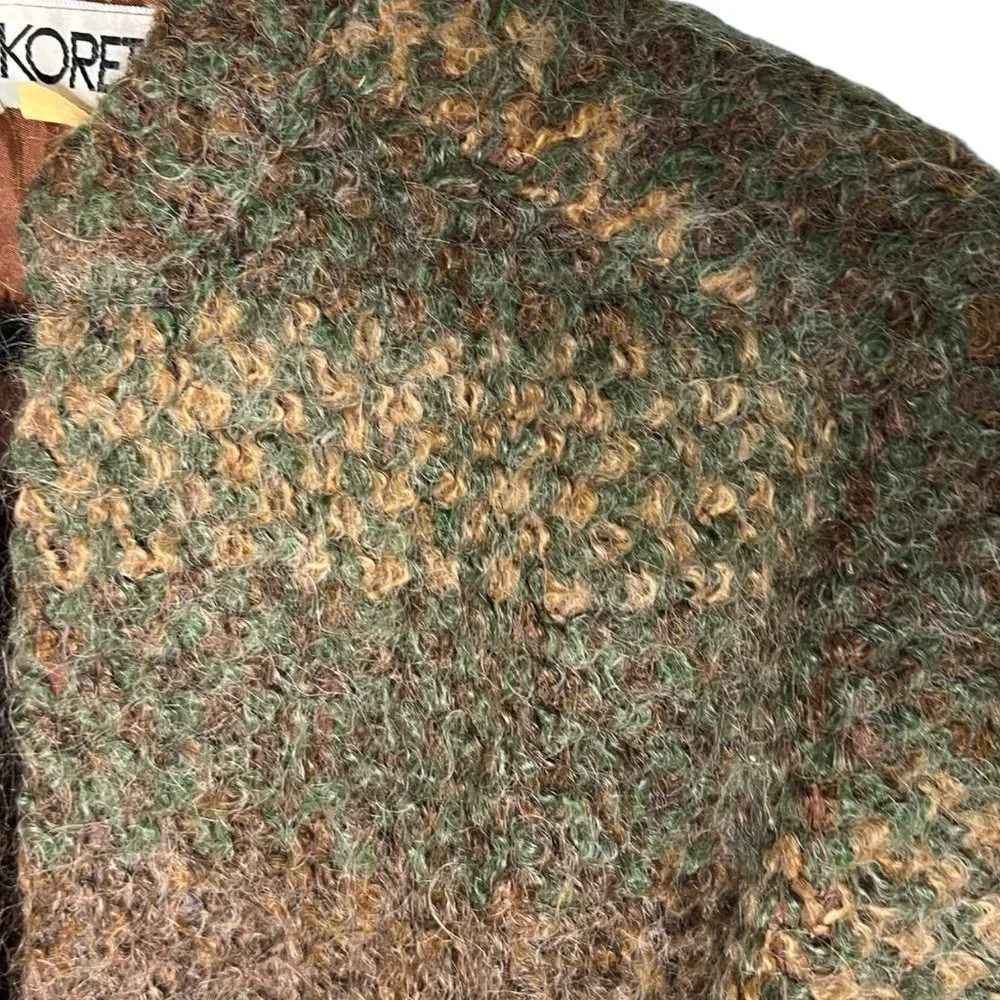 VINTAGE Mohair Blend Union Made Earthy Tone Cardigan Sweater Fairy Grunge Large - Picture 8 of 10